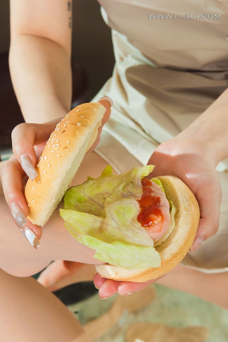 图片[3]-[Ligui丽柜美腿]2022.03.18《莲食记-超级汉堡》小智贤&小七-芒果图库