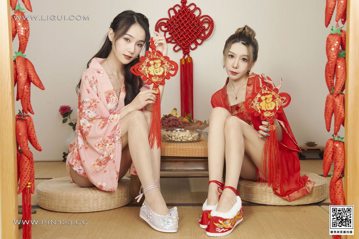 [Ligui丽柜美腿]2023.01.19 《花足迎春》上 兔子＆心心-芒果图库